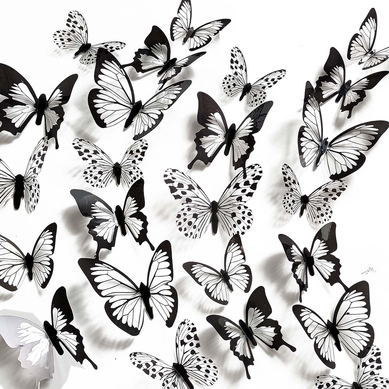 Adesivi Murali Farfalle 3D Decorazioni Parete Nere Sticker Murali Farfalla Decorativi per Camera da Letto Soggiorno Cameretta Bambini Ufficio - Set da 12 Pezzi