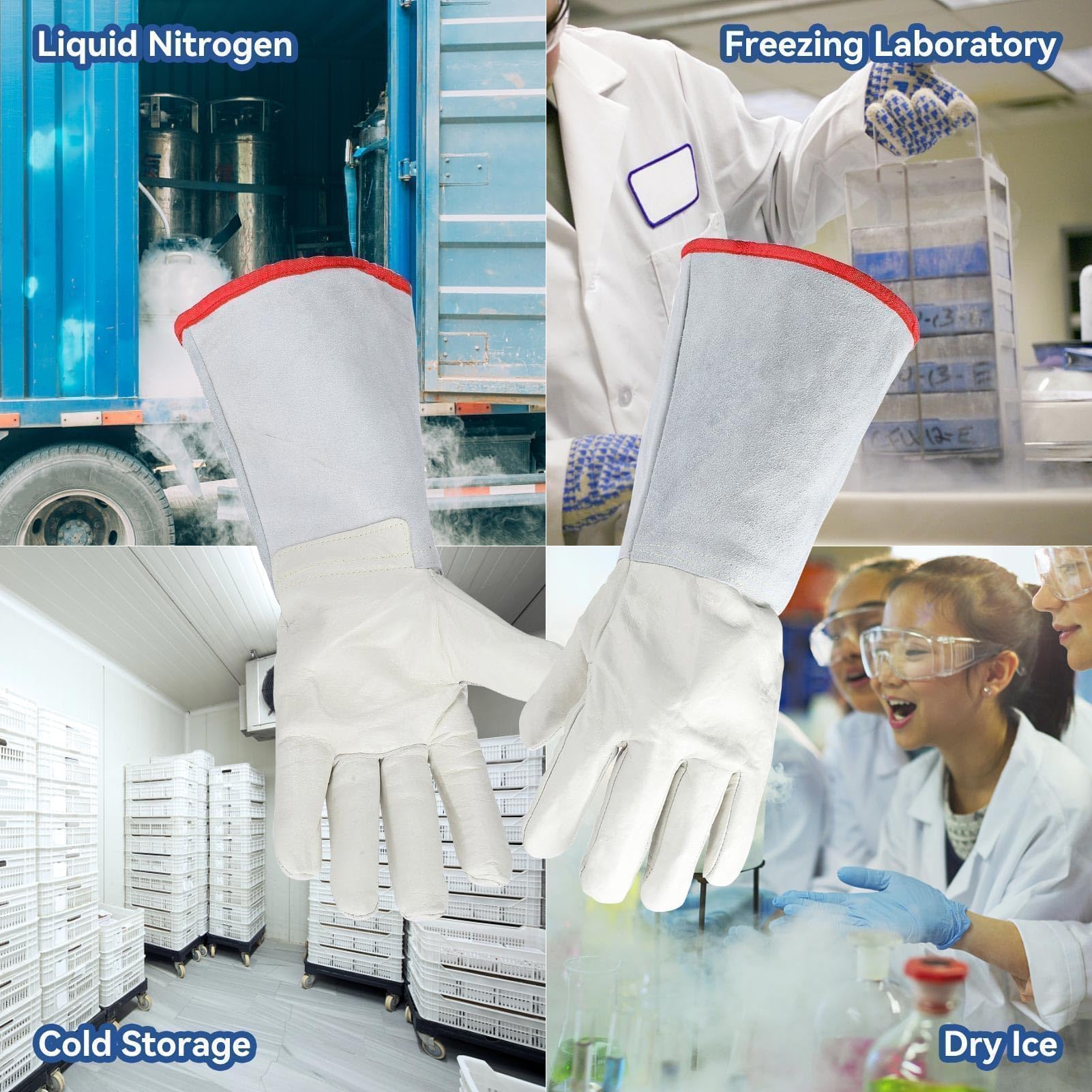 Gants cryogéniques, Gants de Protection Contre l'azote Liquide, Gants congelés, Gants cryogéniques Solides, Gants de Traitement de la Glace sèche, Gants de Protection Contre Les liquides, 40cm