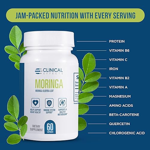 Miniatura 5 de Clinical Effects Moringa Oleifera - 800 mg Cápsulas de Moringa Suplemento Superalimenticio - Suplemento de apoyo para el corazón, las
