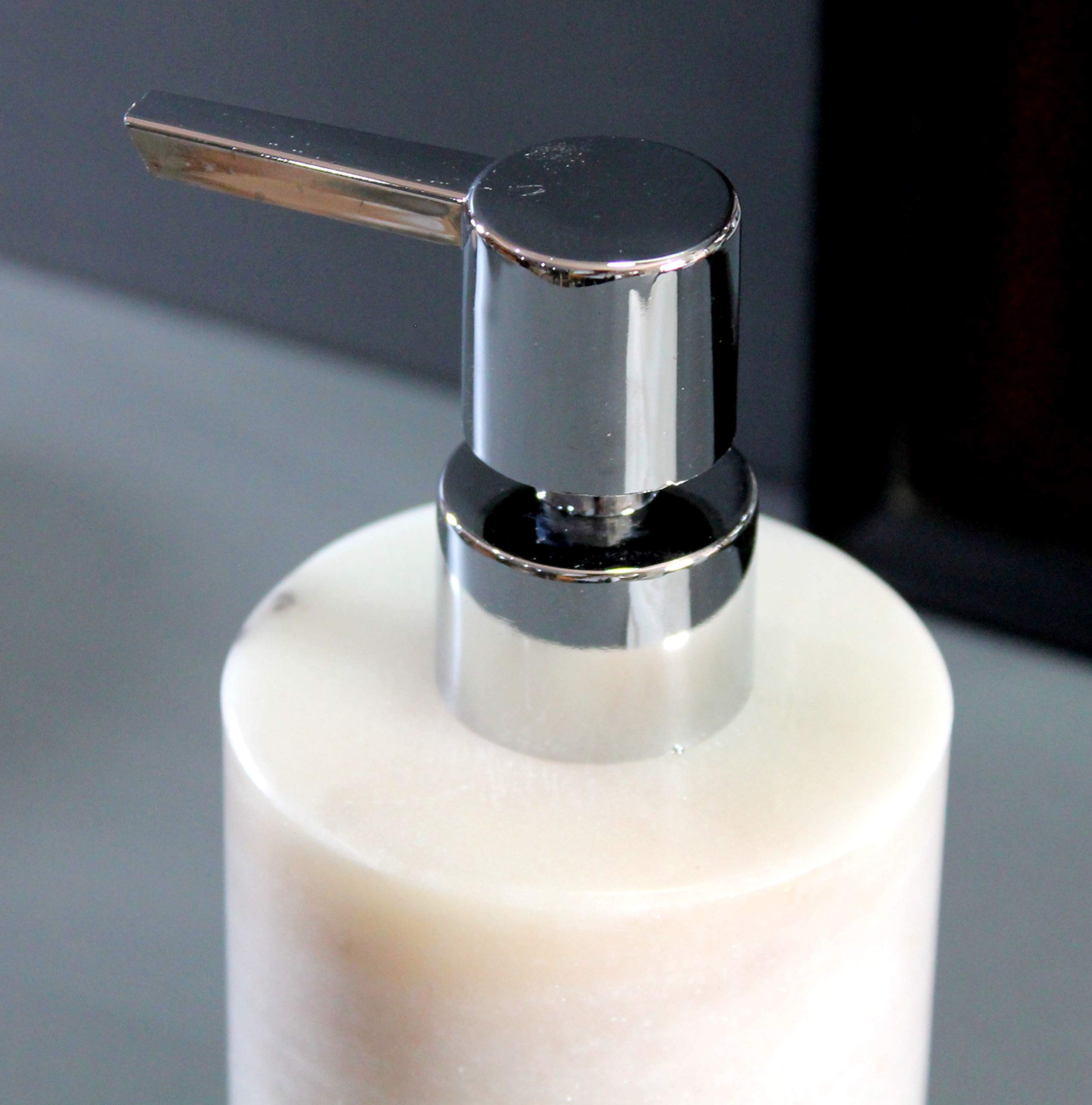 KLEO Soap Dispenser Lotion Dispenser - Made of Natural Stone - Luxury Bathroom Accessories Bath Set (White) - Image 4 thumbnail