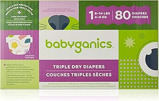 Babyganics Diapers, Size 1, 80 ct, Ultra Absorbent Diapers