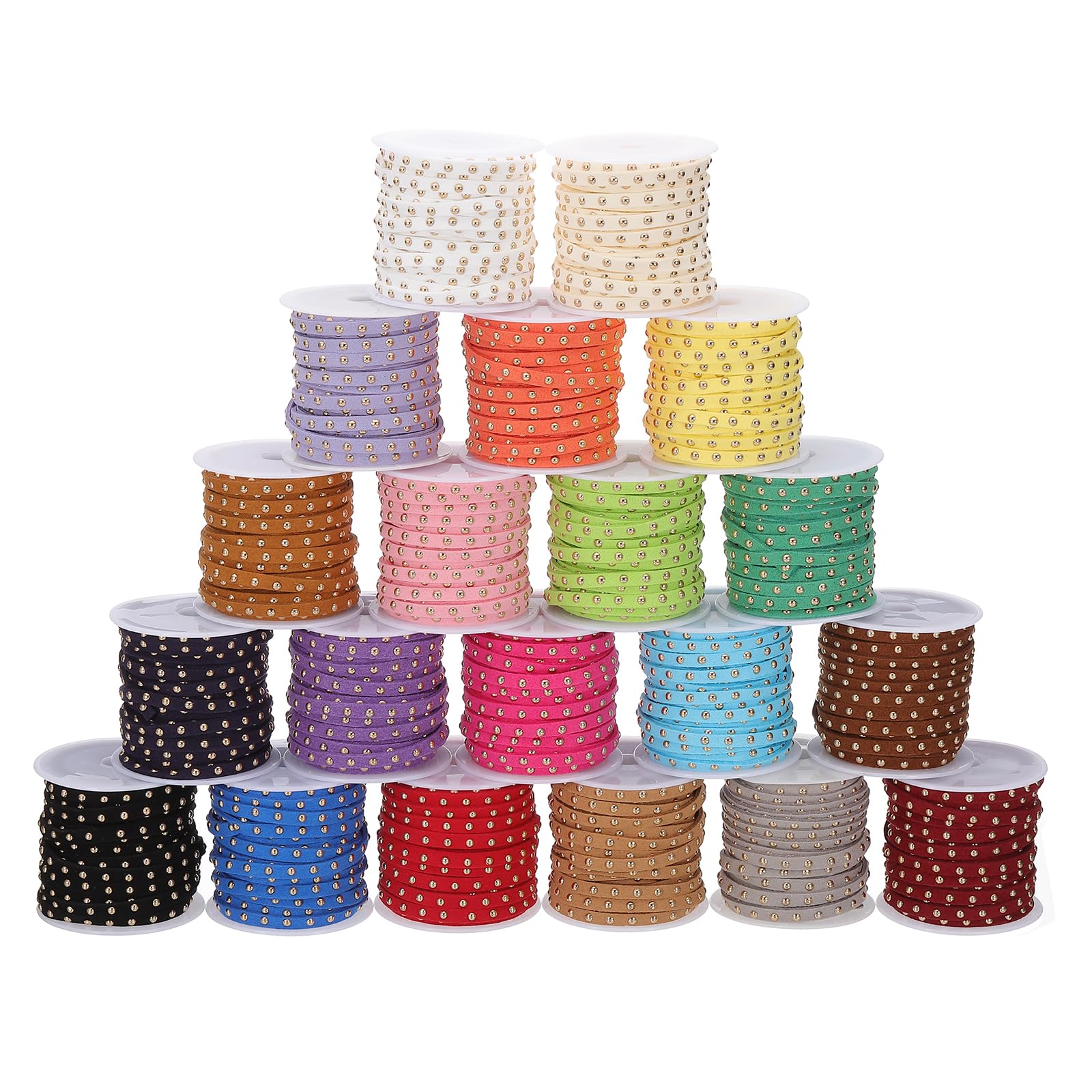 Cuerda de gamuza sintética con tachuelas doradas PATIKIL para bisutería DIY, 20 colores