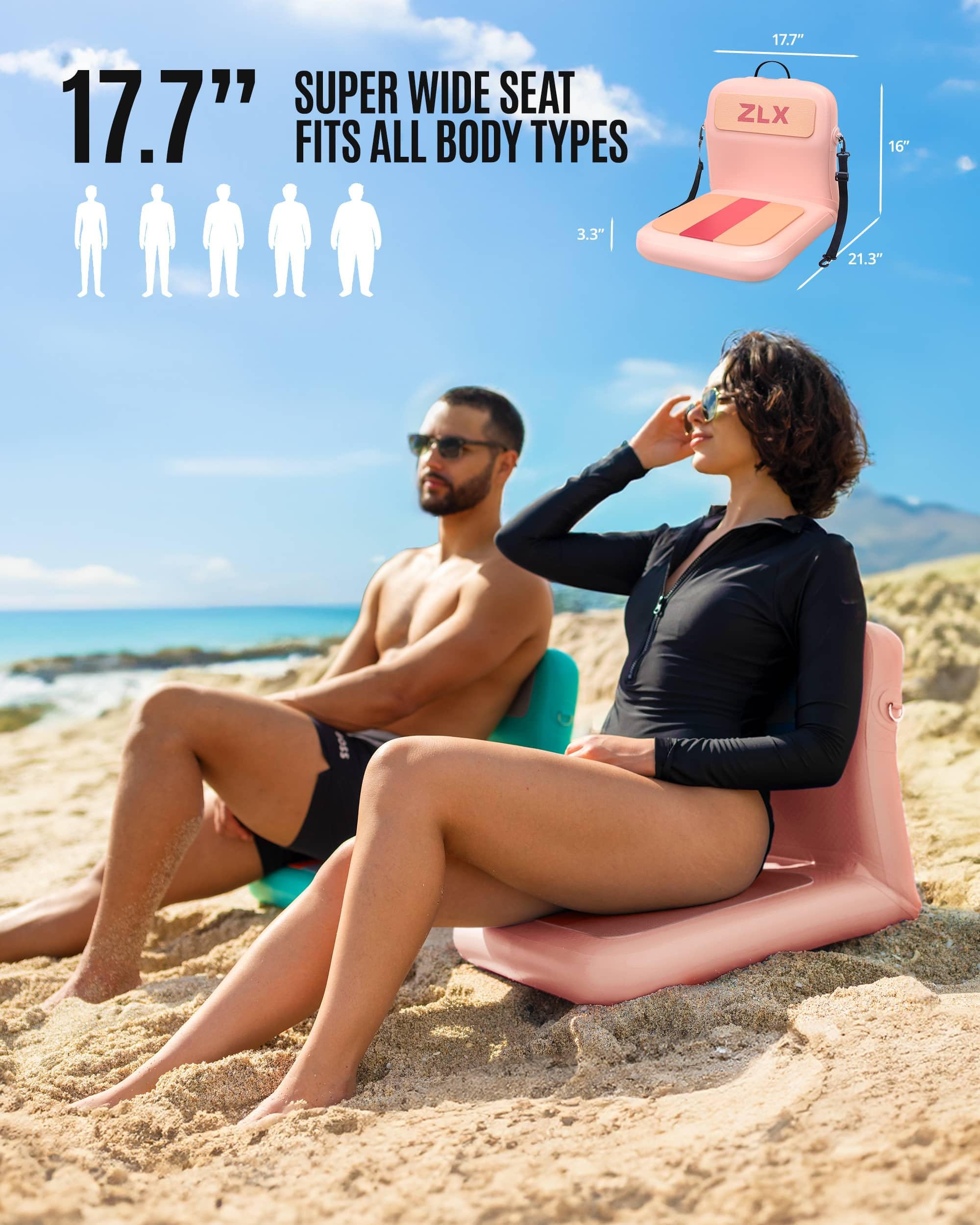 ZLX Gonfiabile Paddle Board Kayak Seat Portatile Canoa Surfboard Sup Seat Con Pompa Aria Materiale PVC per Outdoor Kayak Camping Picnics Watch (Rosa)