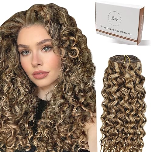 Miniatura 10 de Hetto Extensiones de cabello humano rizado con clip, color negro azabache #1, extensiones de cabello humano ondulado natural con clip, extensiones