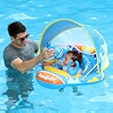 Swimbobo Baby Pool Float Ring with Adjustable Sun Canopy and Safety Seat Pool Toy for Age of 6-36 Months