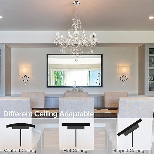 Miniatura 7 de PAPAYA Candelabros de cristal transparentes de 25 x 27.5 pulgadas, 10 lámparas colgantes modernas de techo con cristales acrílicos y cuentas para