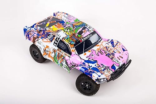 Miniatura 4 de Reemplazo de estilo de cerdo rosa con graffiti de cuerpo personalizado compatible para automóvil o camión RC escala 110 (camión no incluido)