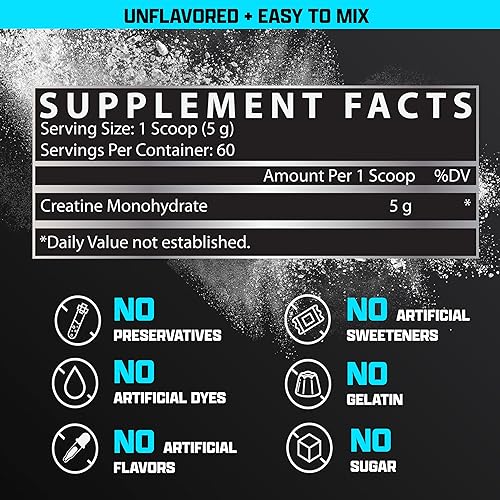 Vista 6 de Nutrex Research Monohidrato de creatina en polvo sin sabor 0.18 oz de creatina micronizada en polvo por porción 60 porciones