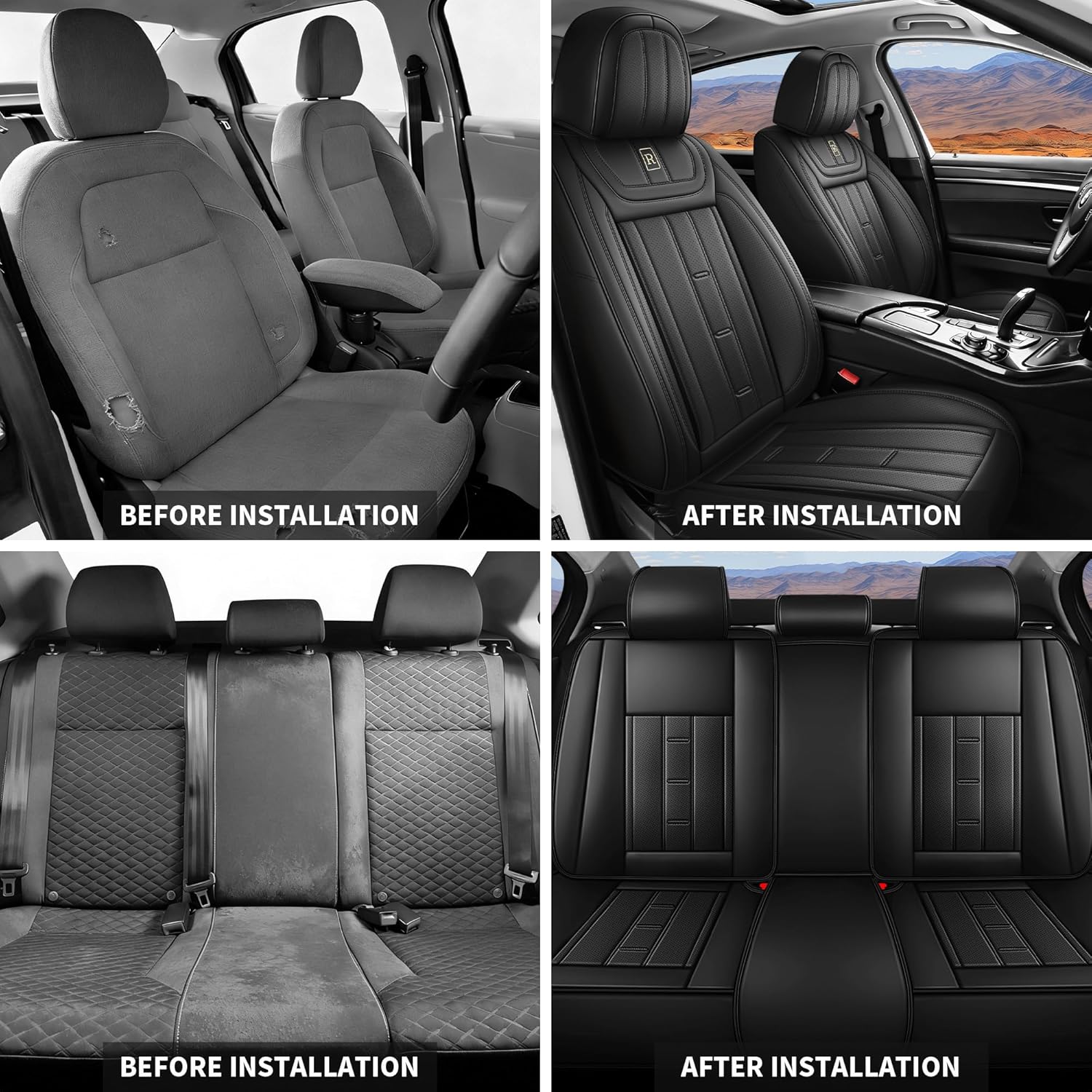 Car Seat Cover for Nissan Kicks 2018-2026 Waterproof Nappa Faux Leather Car Seat Protector Stylish Seat Covers for Car, Non-Slip and Airbag Compatible, Interior Accessories(Black)