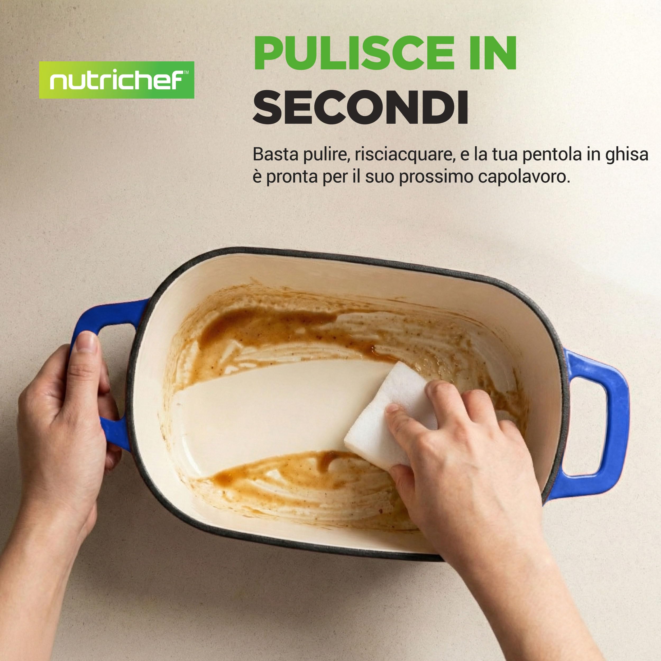 NutriChef Teglia per Pane in Cassetta 25 cm in Ghisa Smaltata con Coperchio e Guanti in Silicone, Stampo Pane in Cassetta Resistente al Forno 260 °C, per Cosce di Pollo, Spezzatino di Manzo, Lasagna