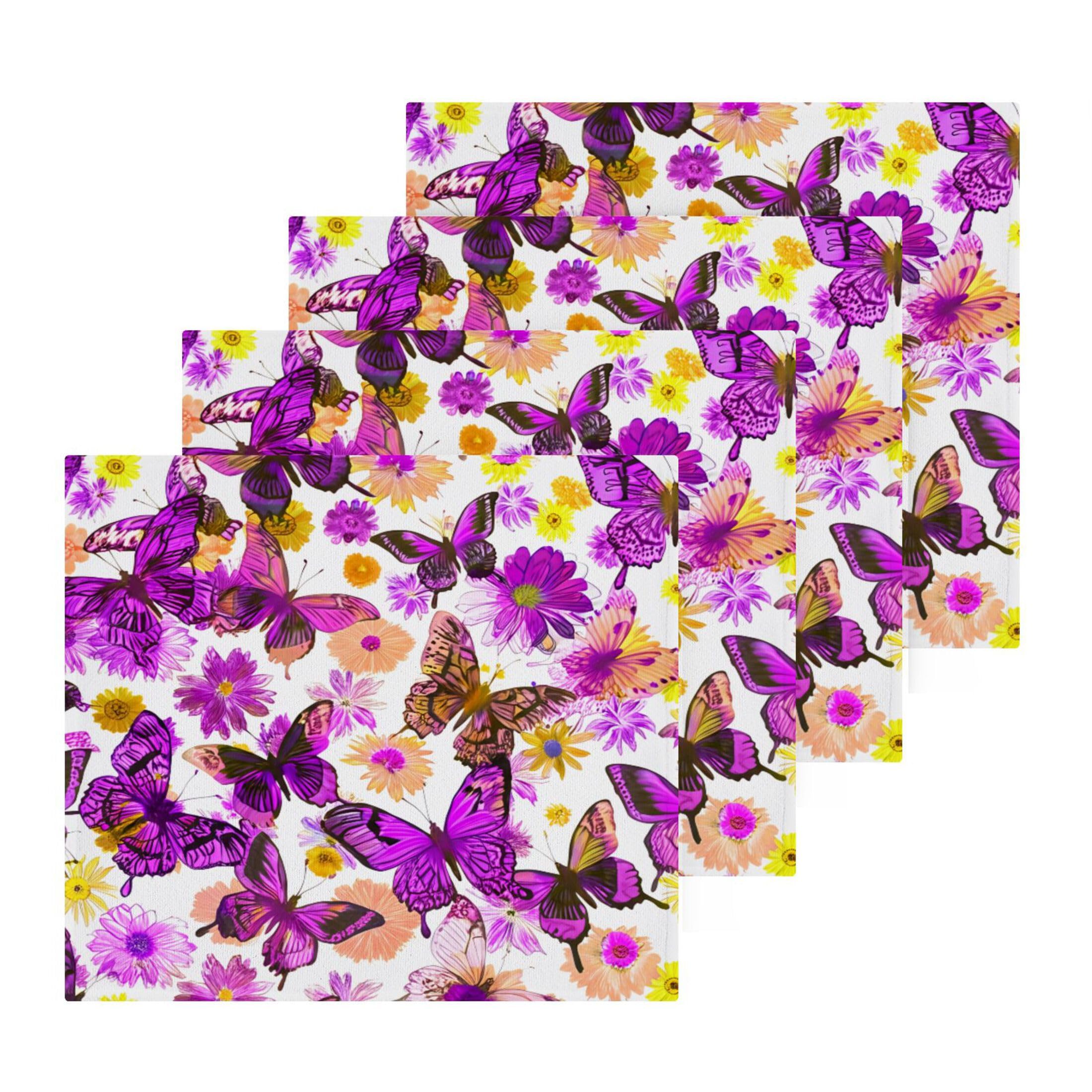 Kigai Purple Butterfly Flower 2 Pack Washcloths Cotton Soft Absorbent Skin Friendly Wash Cloths Fingertip Towels Machine Washable 12x12 in