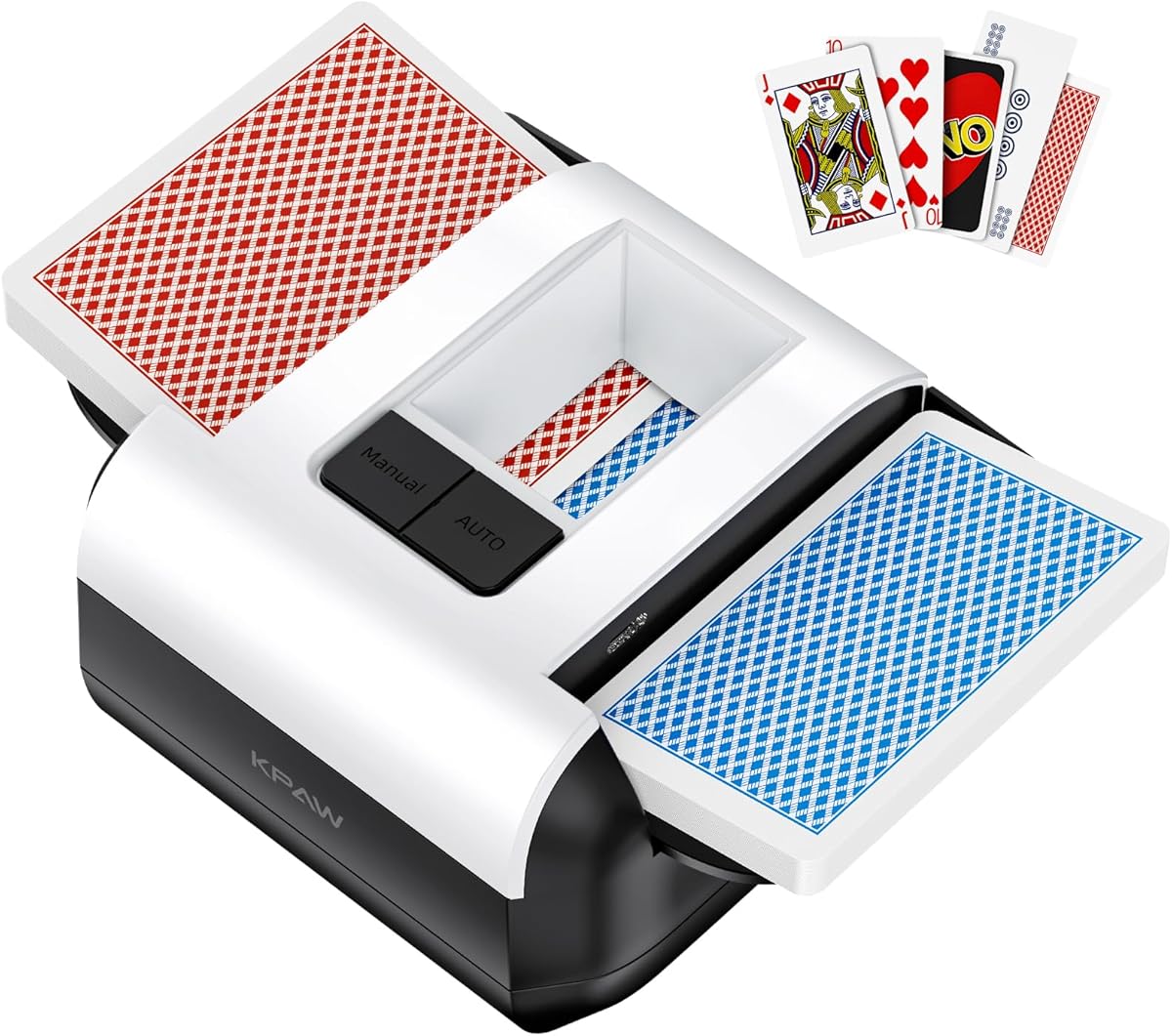 Card Shuffler 2 Deck, Rechargeable Automatic Card Shuffler with Dual Modes, Low Noise Portable Shuffler-Compatible with Poker, UNO, Bridge, Texas, Phase 10, Card Games for Family
