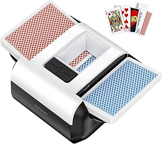 KPAW Card Shuffler 2 Deck, Rechargeable Automatic Card Shuffler with Dual Modes, Low Noise Portable Shuffler-Compatible with Poker, UNO, Bridge, Texas, Phase 10, Card Games for Family