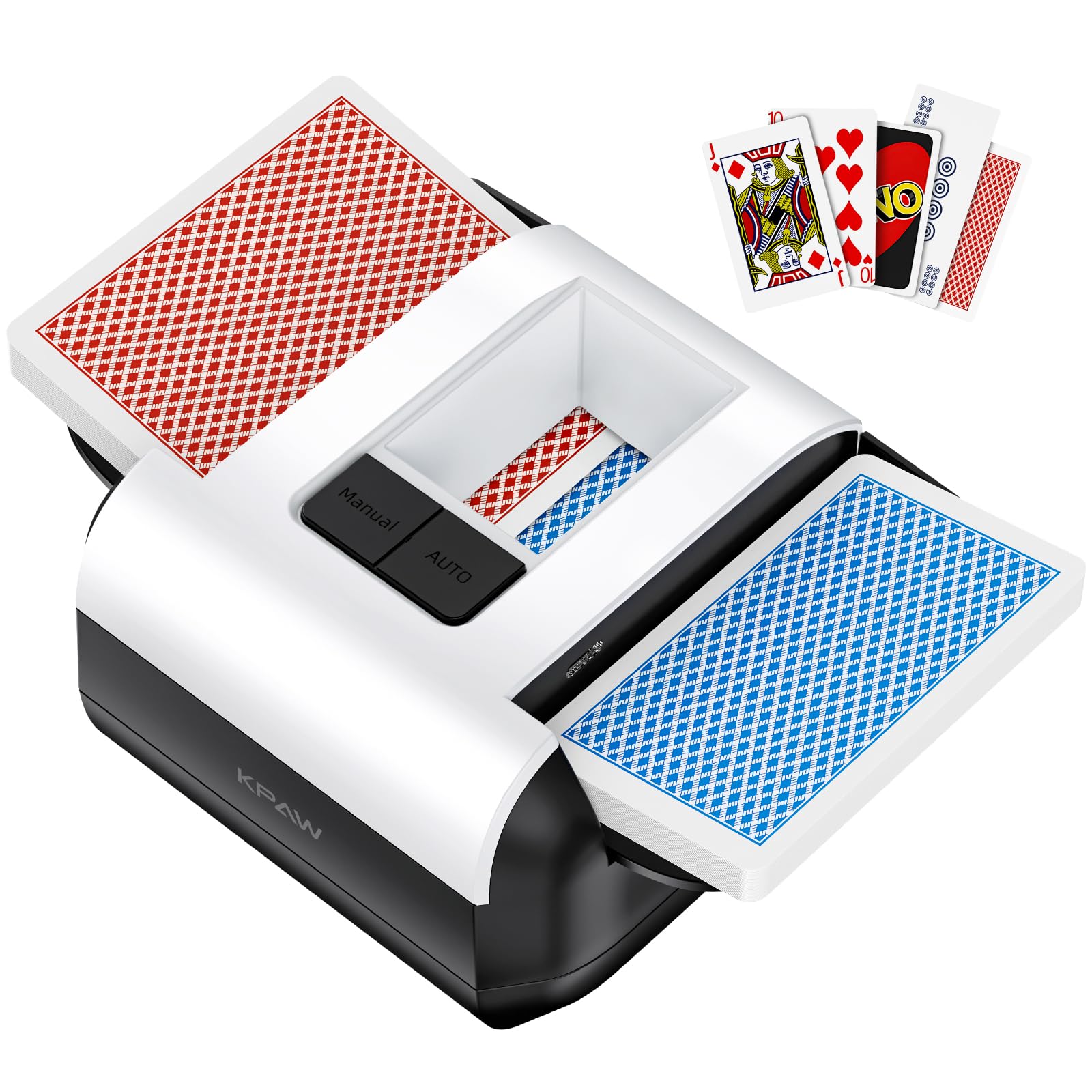Card Shuffler 2 Deck, Rechargeable Automatic Card Shuffler with Dual Modes, Low Noise Portable Shuffler-Compatible with Poker, UNO, Bridge, Texas, Phase 10, Card Games for Family
