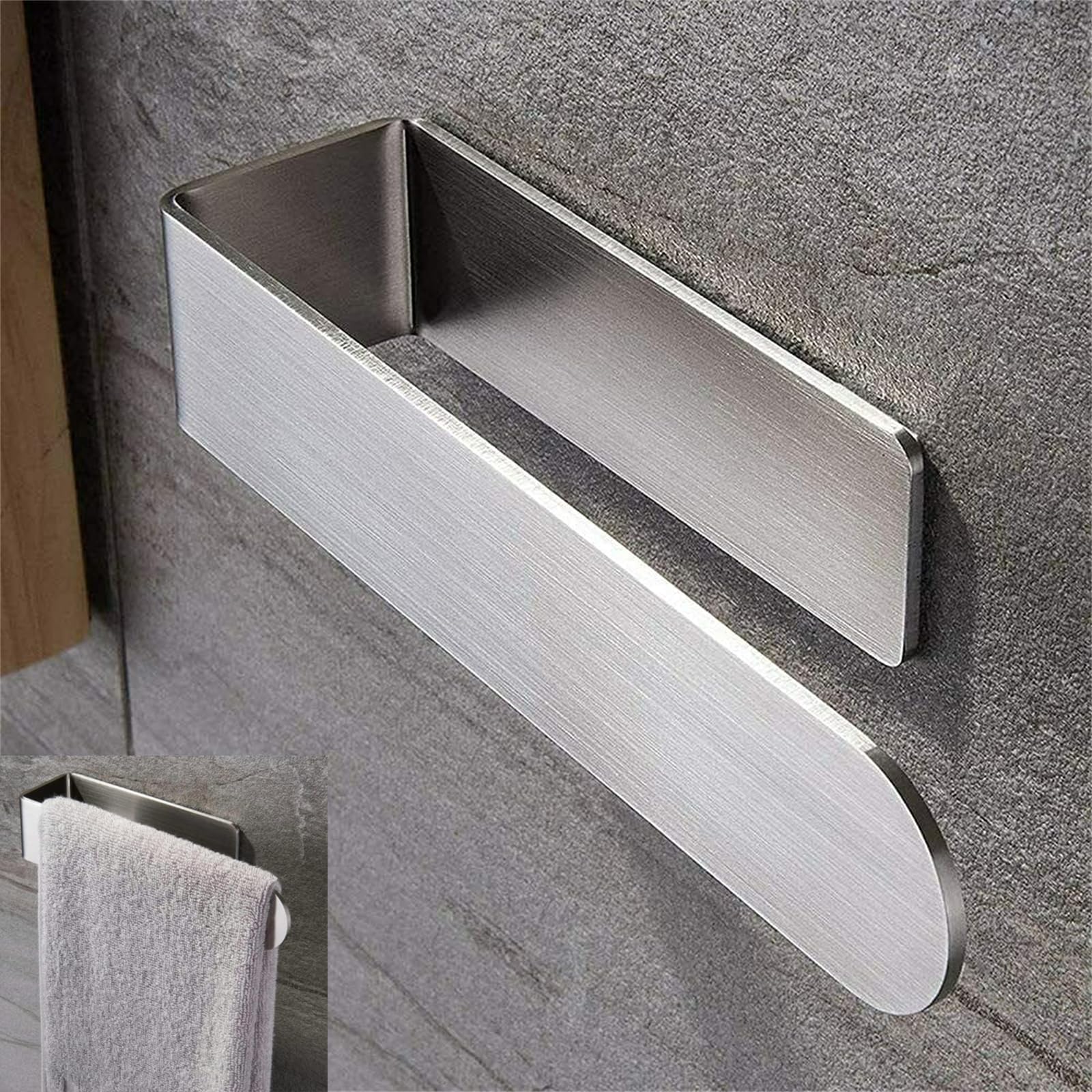 Joyzzz Towel Holder, Rail Self Adhesive Towel Ring, Stainless Steel Hand Towel Holder, Self Adhesive Hand Towel Holder, Bath Towel Ring Stainless Steel Hand Towel Rail for Bathroom