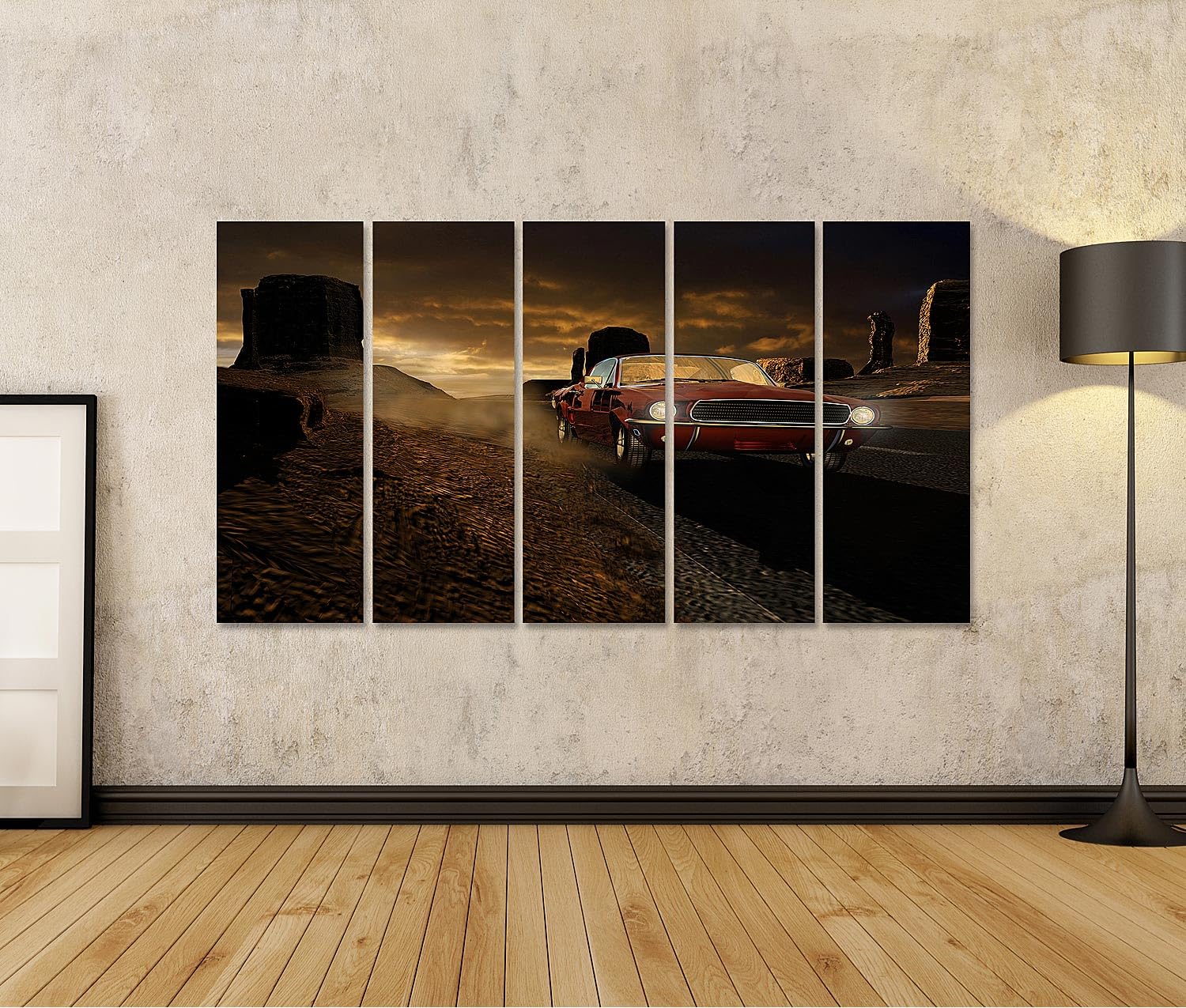 islandburner Primer cuadro sobre lienzo clásico carro en el desierto al atardecer cuadros murales carteles