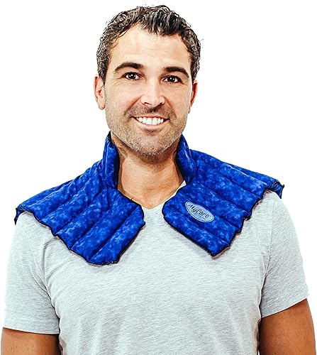 MyCare Almohadilla térmica Envoltura grande para cuello y hombro para el microondas para aliviar el dolor instantáneo, con peso para calor húmedo