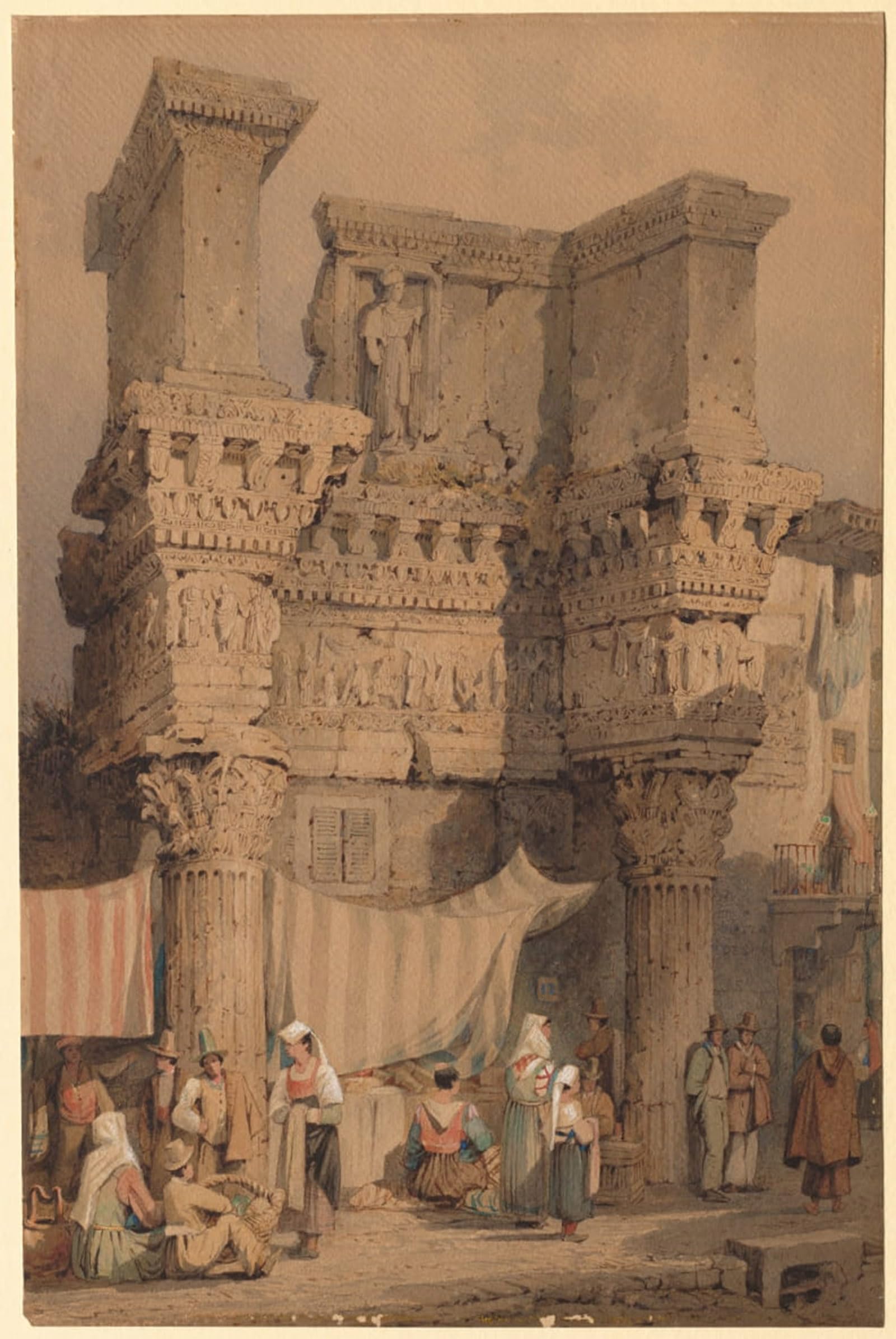 SERENDIPITP Vintage Picture Print on Canvas Wall Art Poster the Forum of Nerva by Samuel Prout Artwork Print Poster for Wall Decor 60x90cm