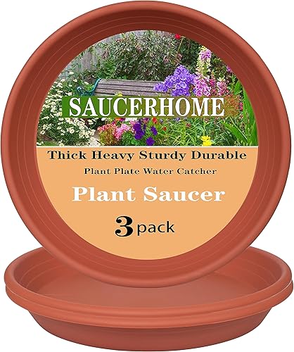 Paquete de 3 bandejas grandes de plástico para macetas de 4, 6, 8, 10, 12, 14, 16, 19, 22, 26 pulgadas, bandeja de drenaje pesado para interiores,