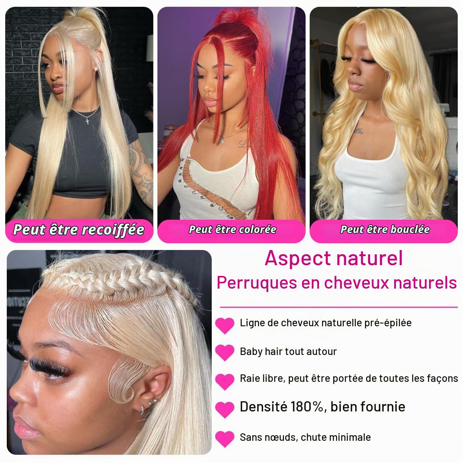 Perruque Femme Naturelle Blonde Wig 613 Wig Human Hair Straight 14 Pouces