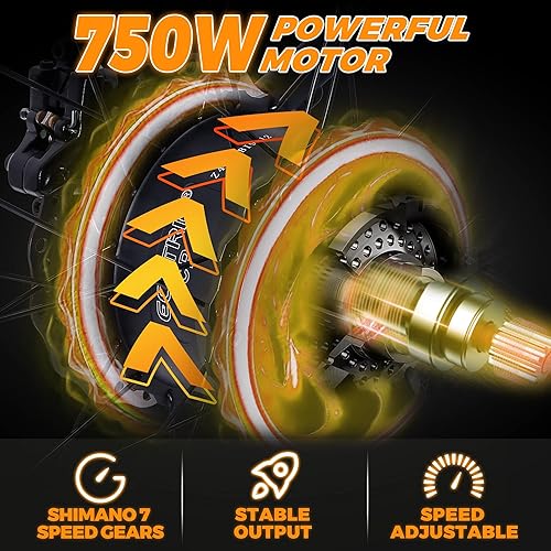 Miniatura 7 de ECOTRIC Coolboy Bicicleta eléctrica de 26 pulgadas con neumático grueso 750 W, bicicleta de montaña eléctrica de 48 V 12.5 AH extraíble de batería