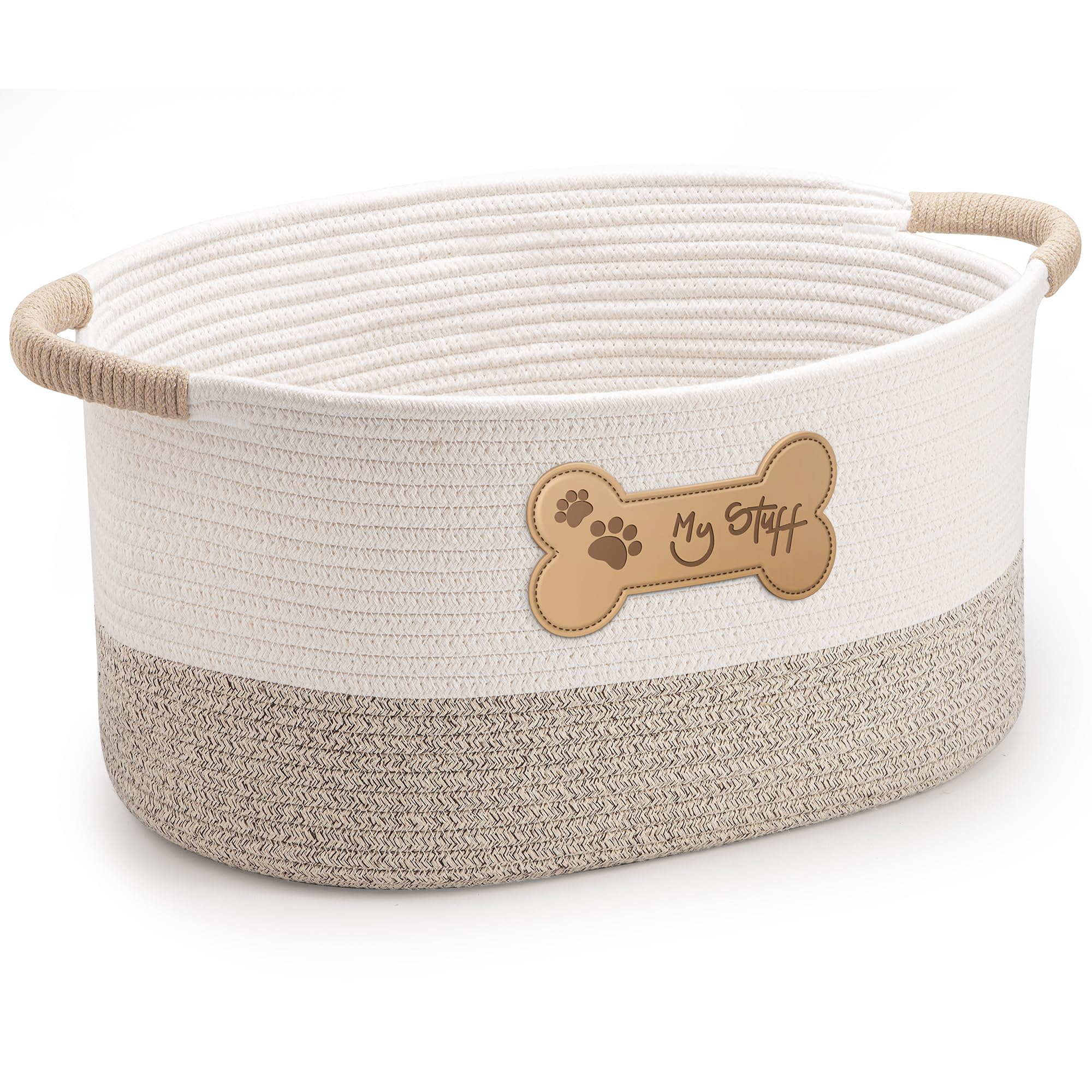 Dog Toy Basket - Cotton Rope Dog Toy Bin With Handle - Cute Woven Dog Toy Box - Perfect Toy Basket For Dogs - Dog Toy Storage For Organization - Dog Toy Box For Living Room Area - Dog Basket For Toys