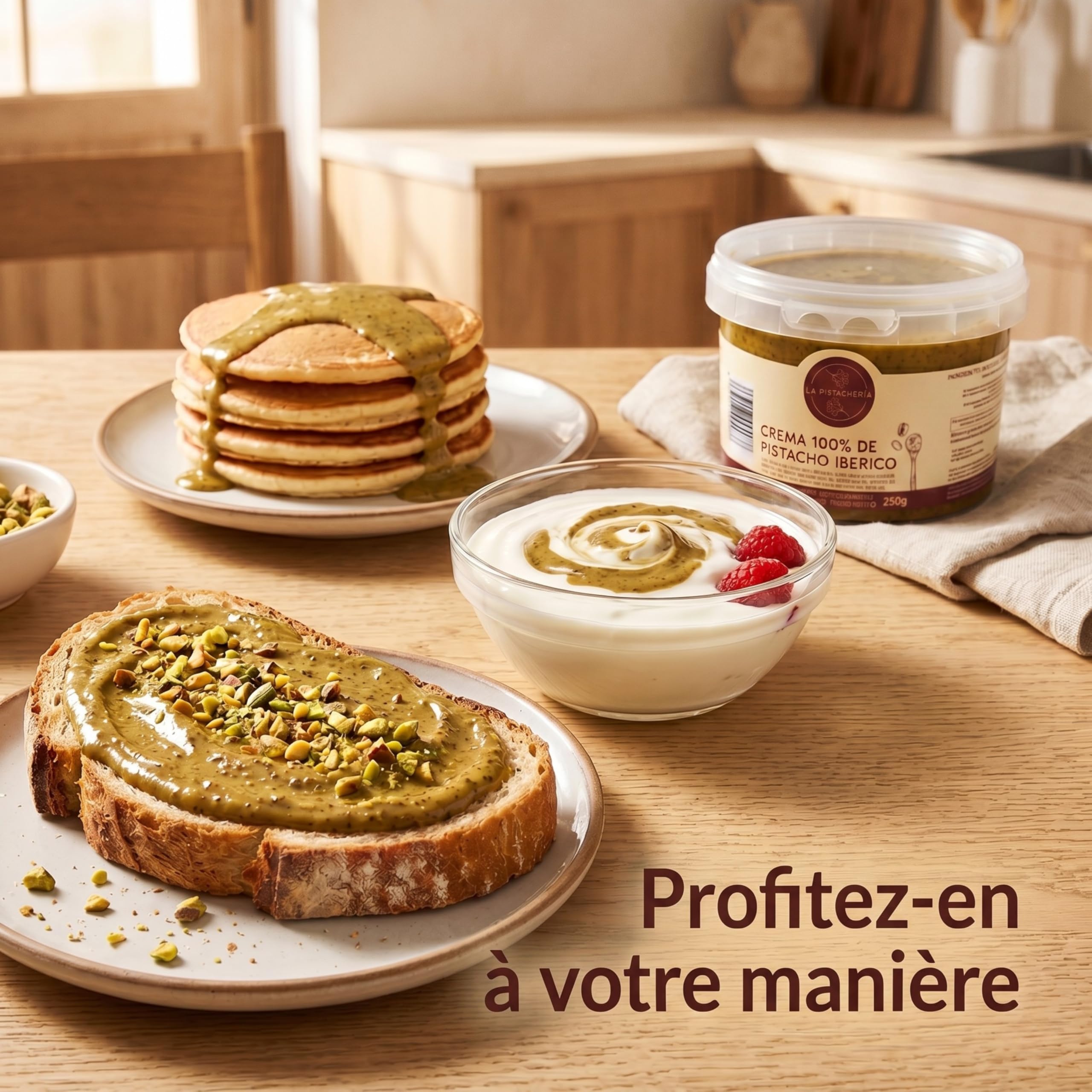 Crème 100% De Pistache Pure Naturelle Pâte De Pistache Vegan Texture Onctueuse Idéale Pour Desserts Et Recettes Gourmandes Source De Protéines Sans Sucre Ajouté Ni Additifs Aliment Sain (250 gr)