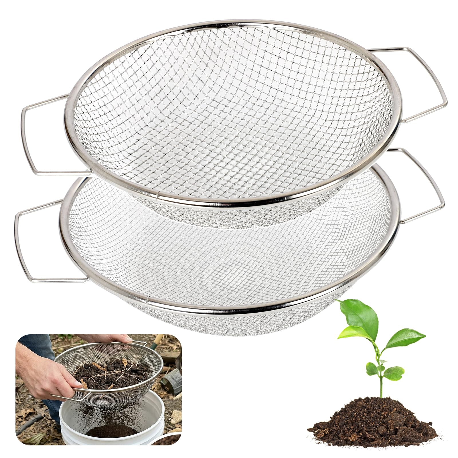 2Pcs 304 Stainless Steel Soil Sifter 1/4" 3/8" Screen Fit 5 Gal Bucket — Amazon image 14