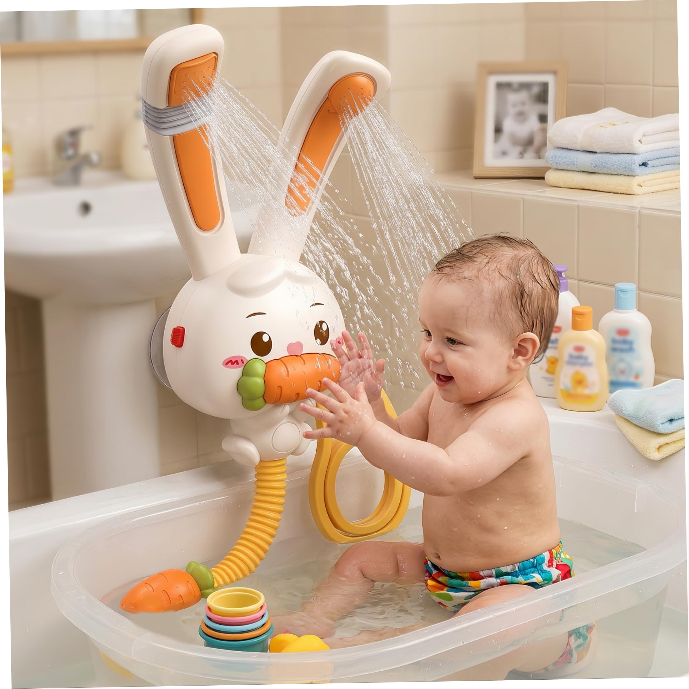 Rociador de baño para bebé, Juguete de baño para bebé en Forma de Conejo para niños