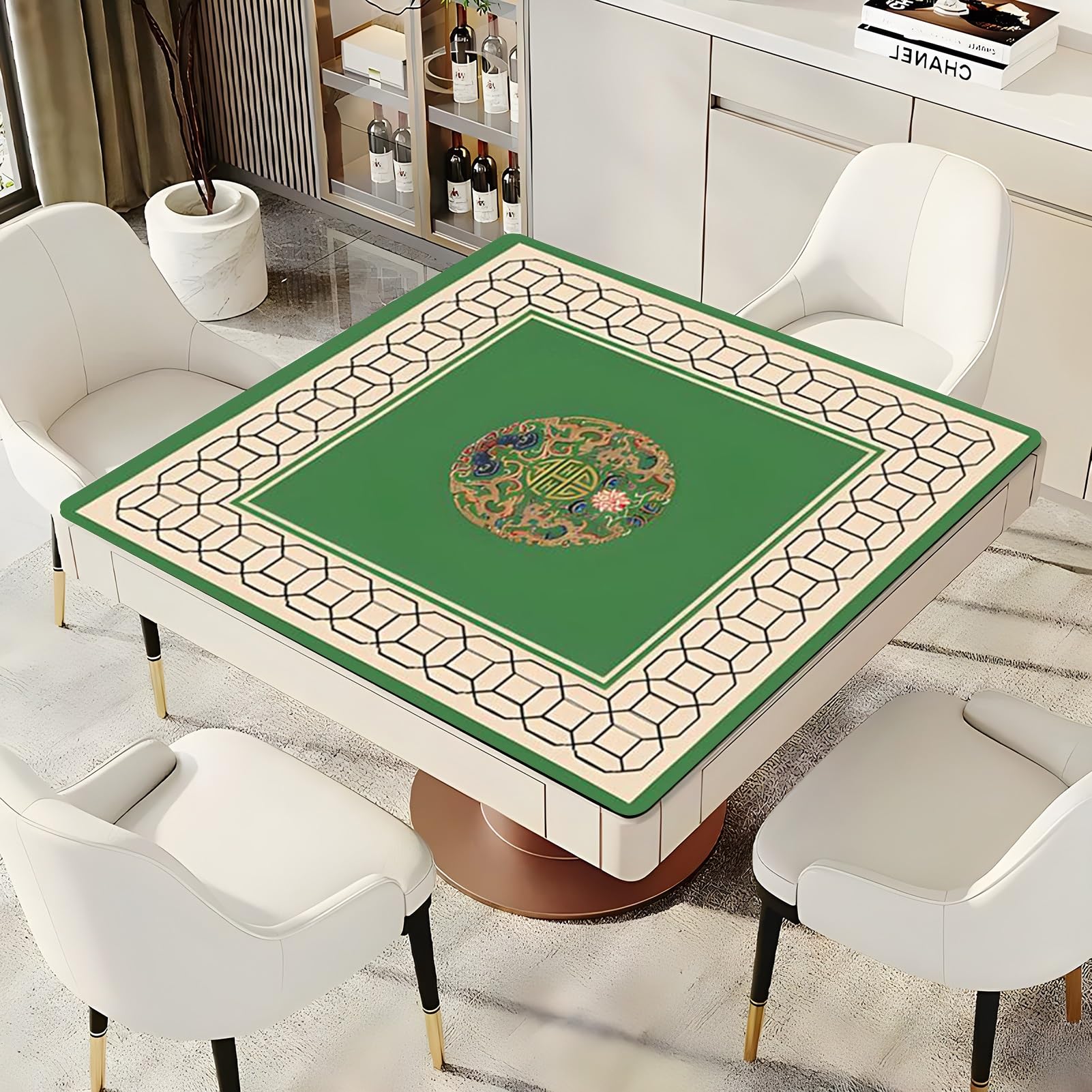 Tapis de Poker, Tapis de Table antidérapant à réduction Bruit Mahjong(Green,88x88cm (34.64x34.64in))