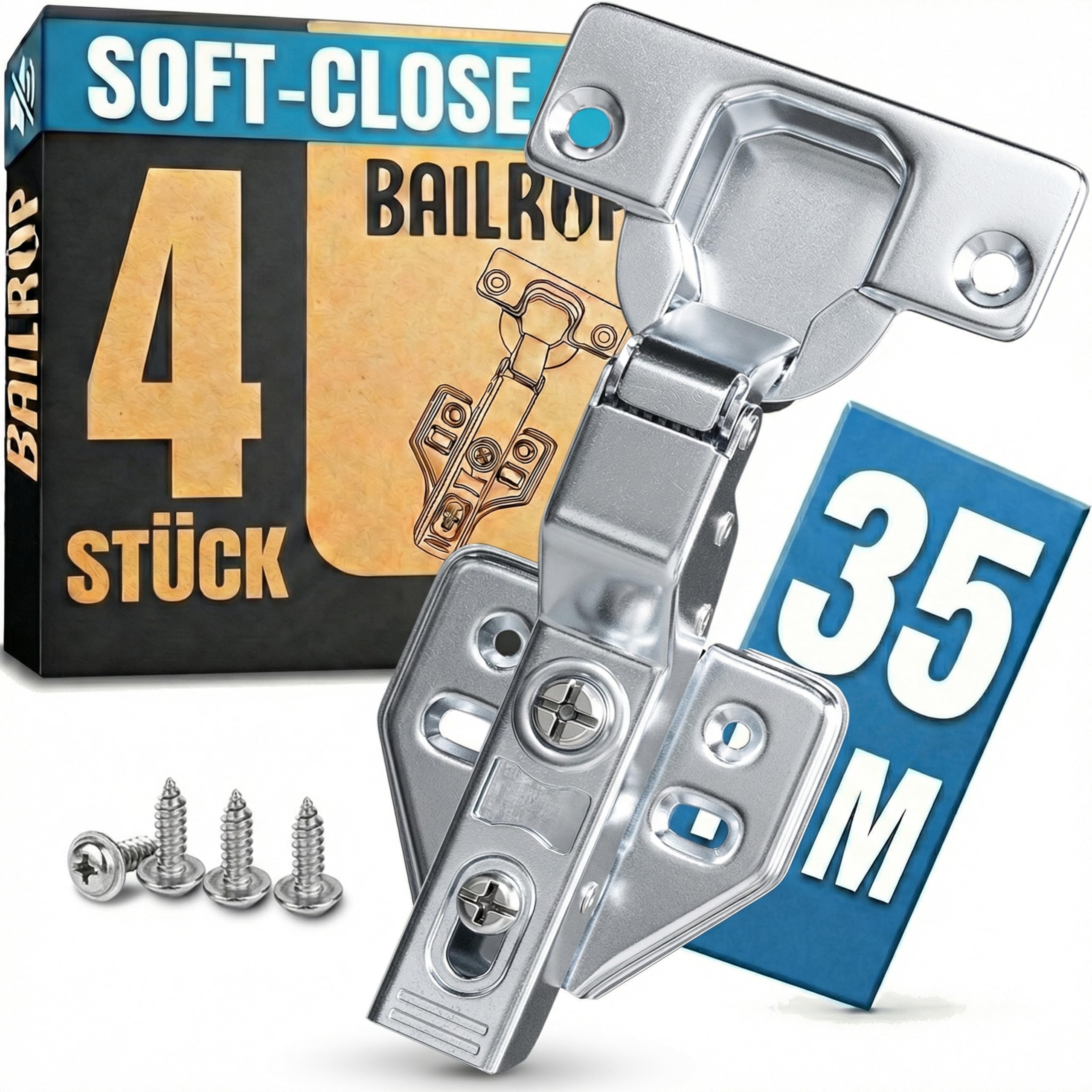 Softclose Scharniere Für Schranktüren - Topfscharnier 35mm in Standardgröße - Schrank- und Möbelscharniere - Topfbänder mit Dämpfer - INSET OVERLAY