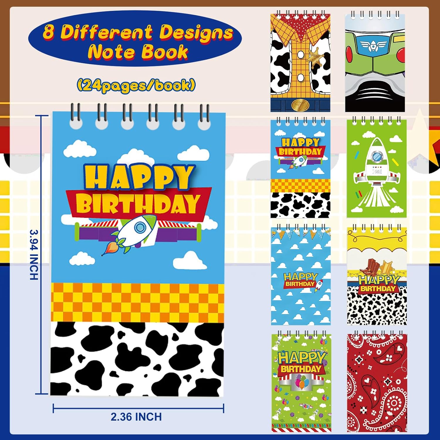 24 Pcs Cartoon Story Mini Notepads, Cartoon Story Birthday Party Favors Supplies Cartoon Party Notebooks Teacher Classroom Prize Gifts Mini Notepad Pack for Girl Boy Birthday