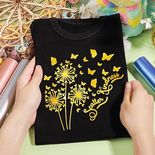 Miniatura 2 de GIRAFVINYL Vinilo metálico perlado de transferencia de calor de 12 pulgadas por 6 pies, vinilo de bellota dorada para planchar en camisetas,