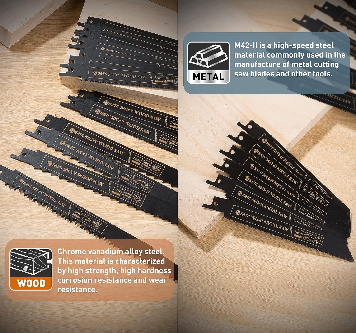 S SATC Reciprocating Saw Blades Set - 32 Pieces, for Metal & Wood, Pruner Blades, Plus Jigsaw Blades