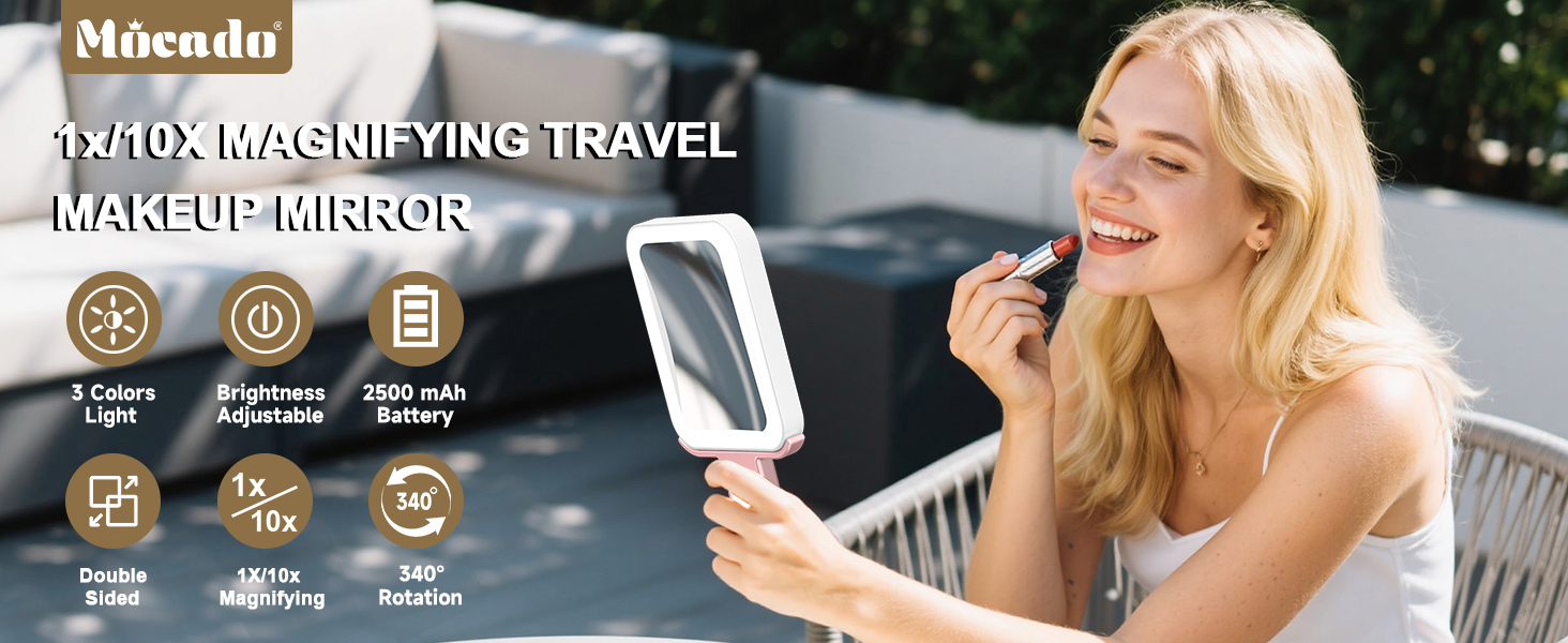 Espejo de Maquillaje Mocado Travel con Luz y Aumento 10x miniatura 7