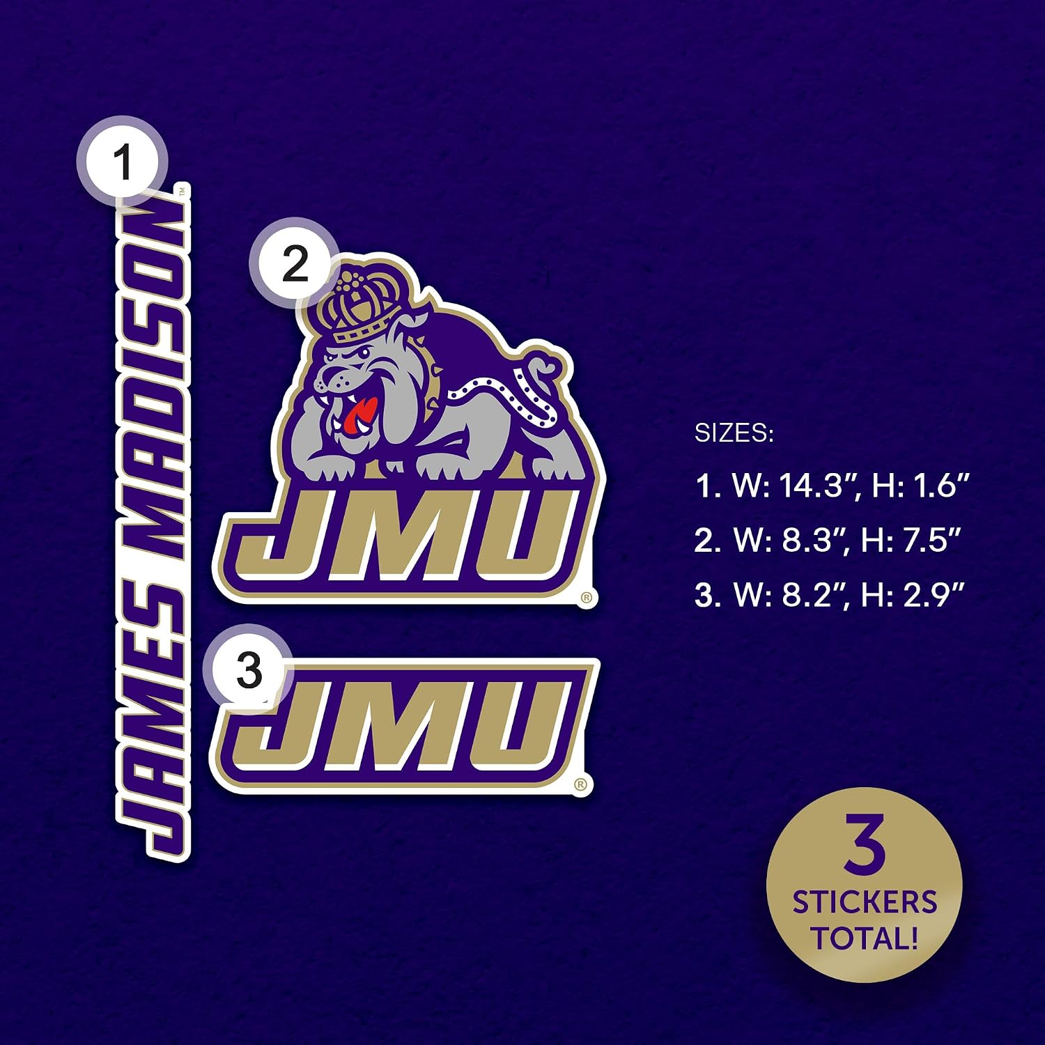 Desert Cactus James Madison University WallStix Dukes JMU Removable Wall Sticker 11x17 Vinyl Decal Indoor Outdoor Use (Design A)