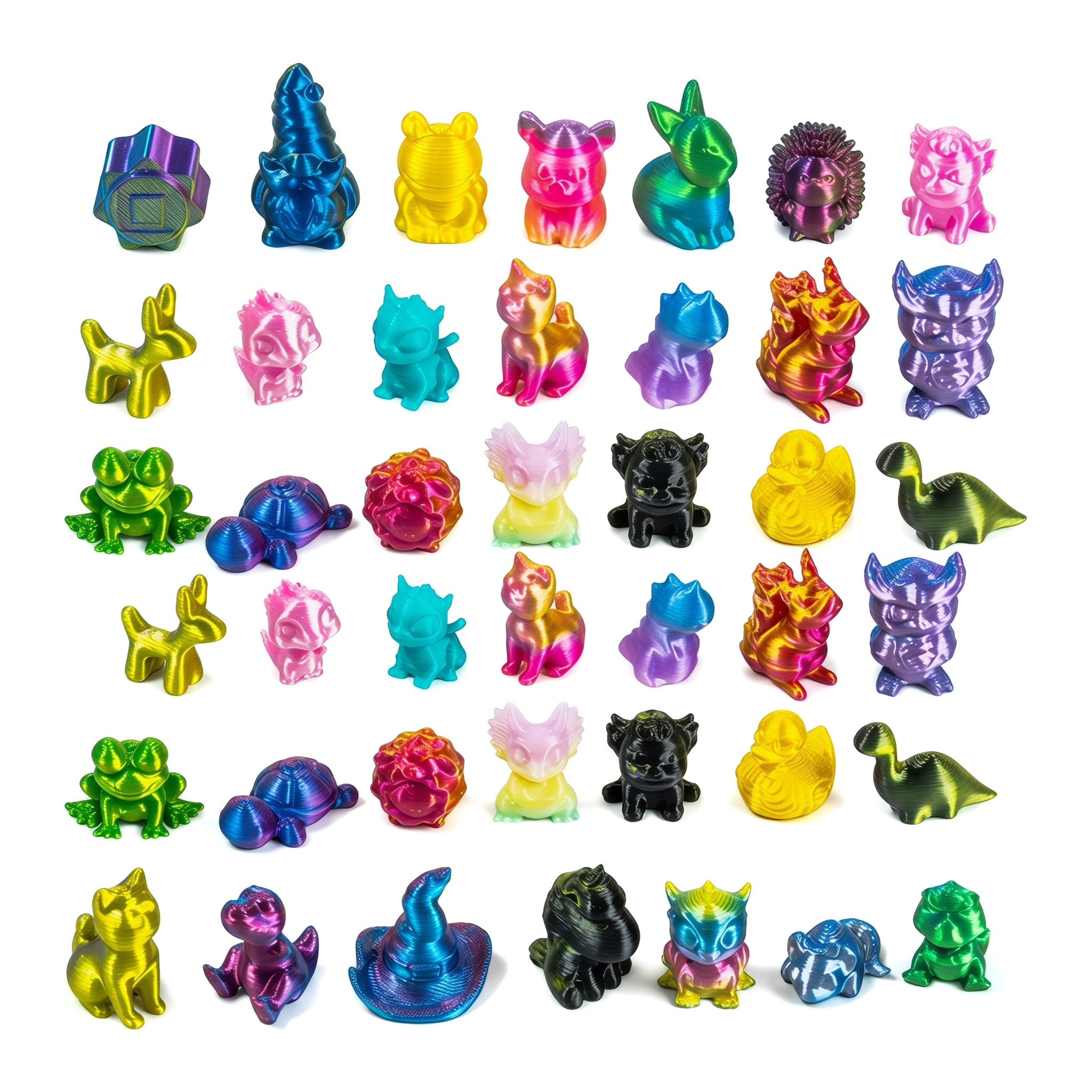 CavspkArt 60Pcs 3D Printed Mini Animals, Figure Set, Fidget & Bag Fillers