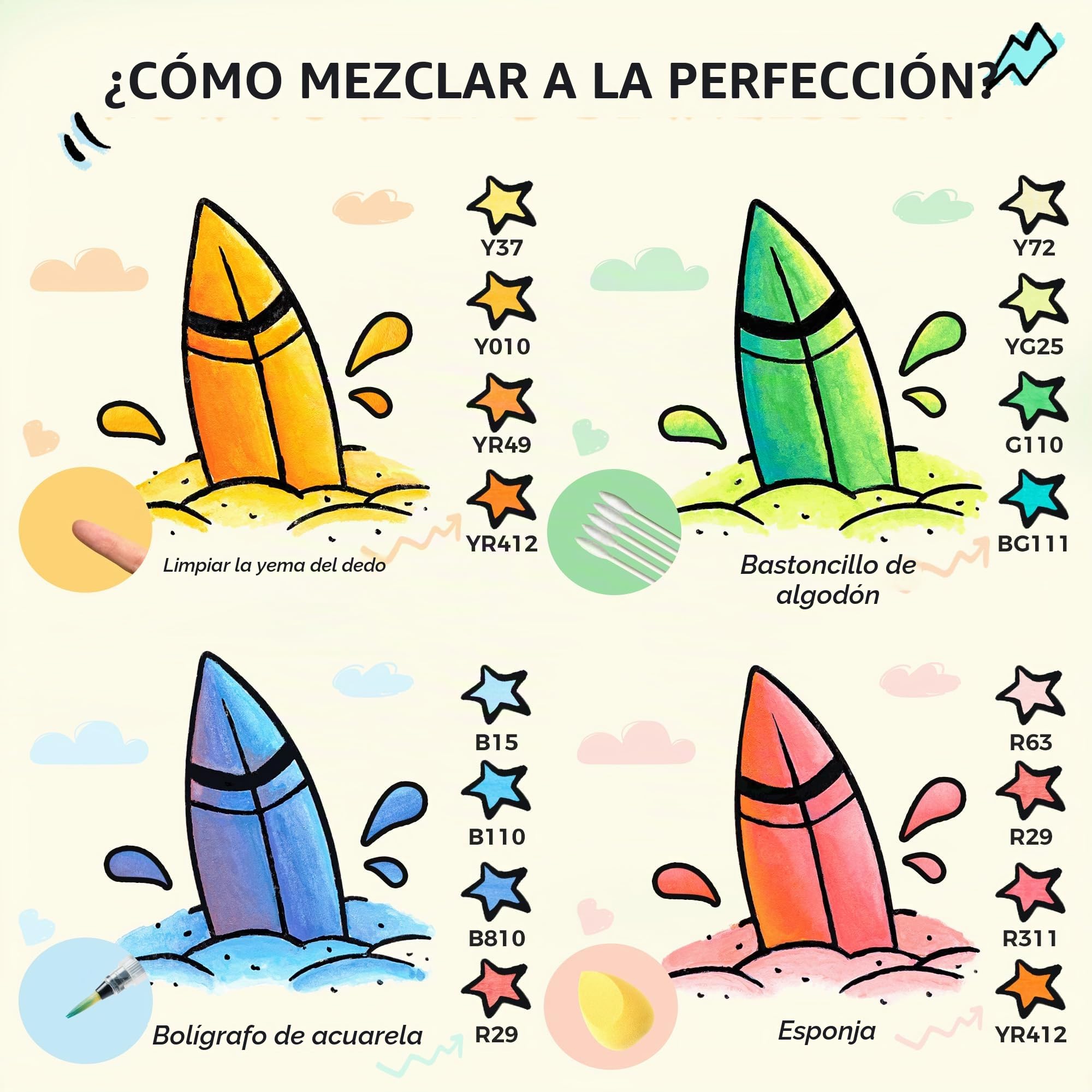 Ohuhu Rotuladores Acrílicos 48 Colores Punta Pincel para Arte Papel Dibujo