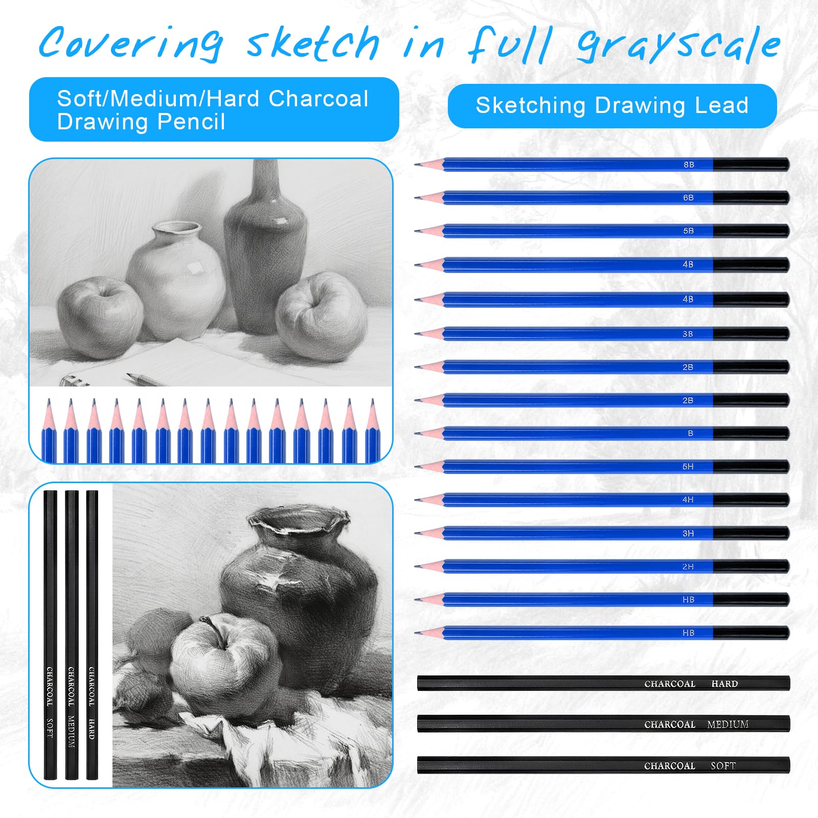 Oziral Ensemble de 73 Crayons de Dessin avec des Outils de Dessin tels Que Crayon, Crayon, Taille - Crayon, etc.Kit Dessin professionnelpour Les Artistes, Les débutants, Les Enfants et Les étudiants