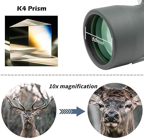 Miniatura 4 de Tydeux K4-Prism HD 10x50 Monocular Telescope and Universal CameraSmartphone Mount, Telescope Adapter Mount, Work with for Telescope Spotting Scope