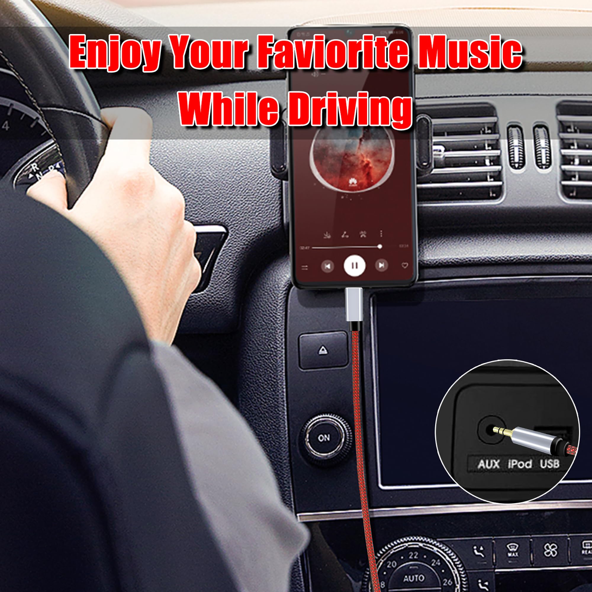 Cavo audio AUX da USB C a 3,5 mm, adattatore tipo C a cavo stereo da 3,5 mm, per auto Samsung Galaxy S21 S20 Ultra,Note 20 10+, Google Pixel 5, 4 3 2XL, iPad Pro e altri (15 ft)