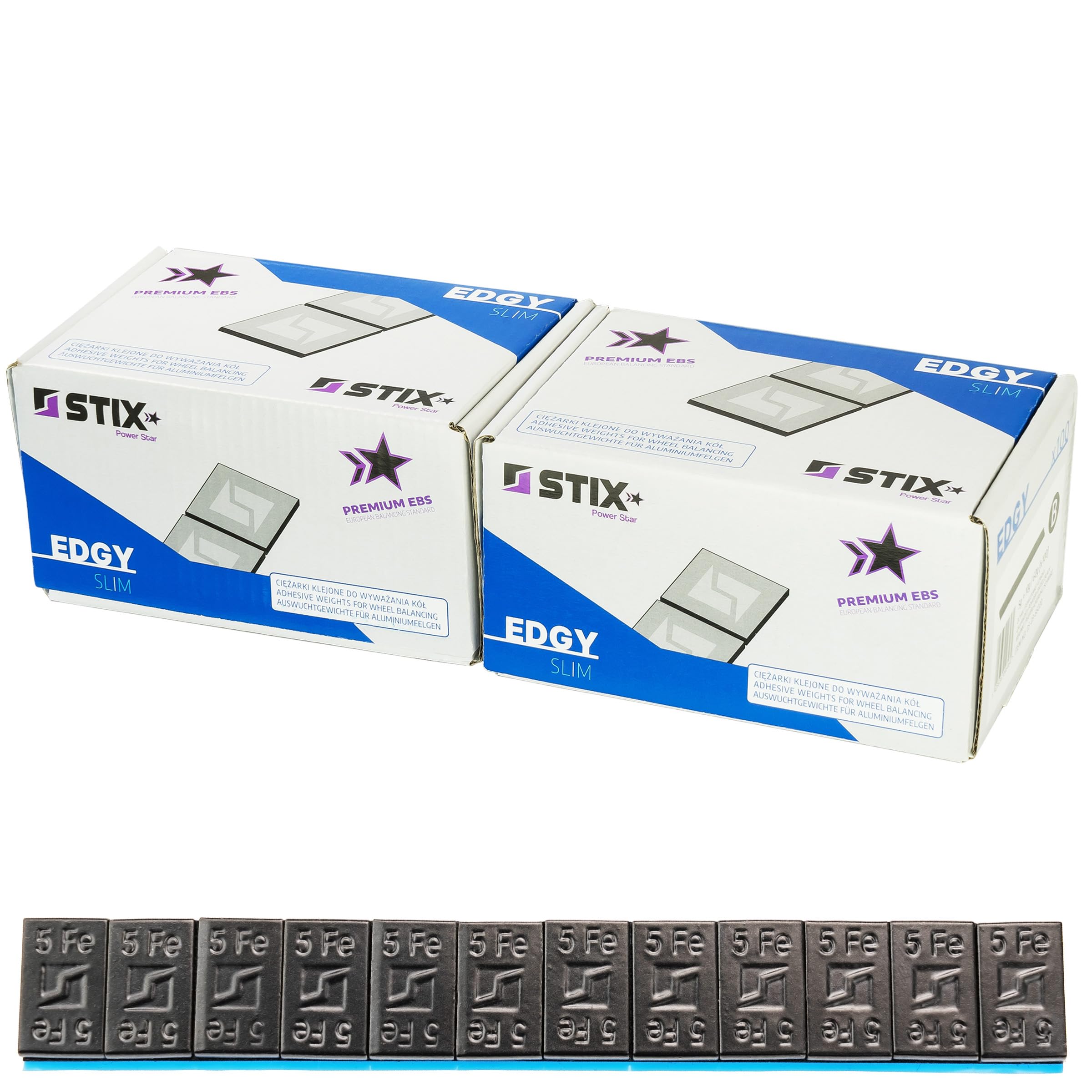 Stix Edgy Slim, 200 strisce di pesi di bilanciamento 60 g, 12 x 5 g, nero, 3,8 mm, pesi in acciaio zincato con ampio nastro adesivo per cerchioni in alluminio e cerchi neri