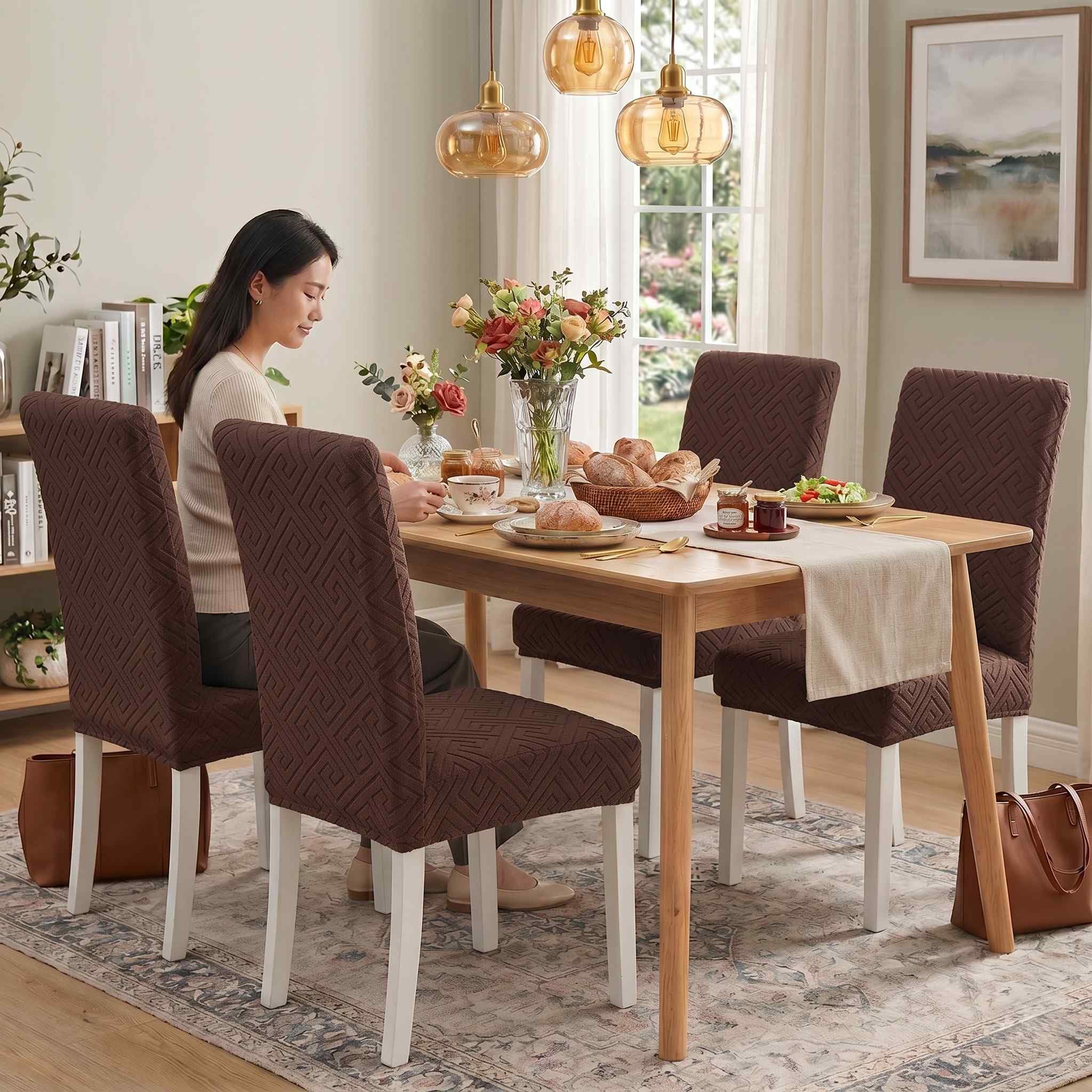 Styleys Elastic Chair Covers - 6 Pack Taupe -27