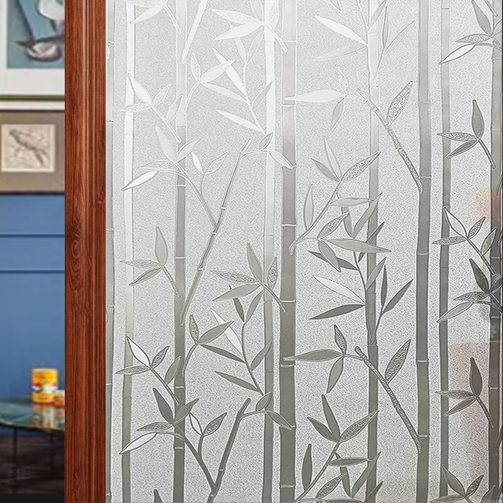 Vinilo Ventana Privacidad 115 x 340 cm Privacidad Estática Autoadhesiva Translúcido Película para Ventana Antirreflectante para Oficina, Dormitorio, Baño, Bambú