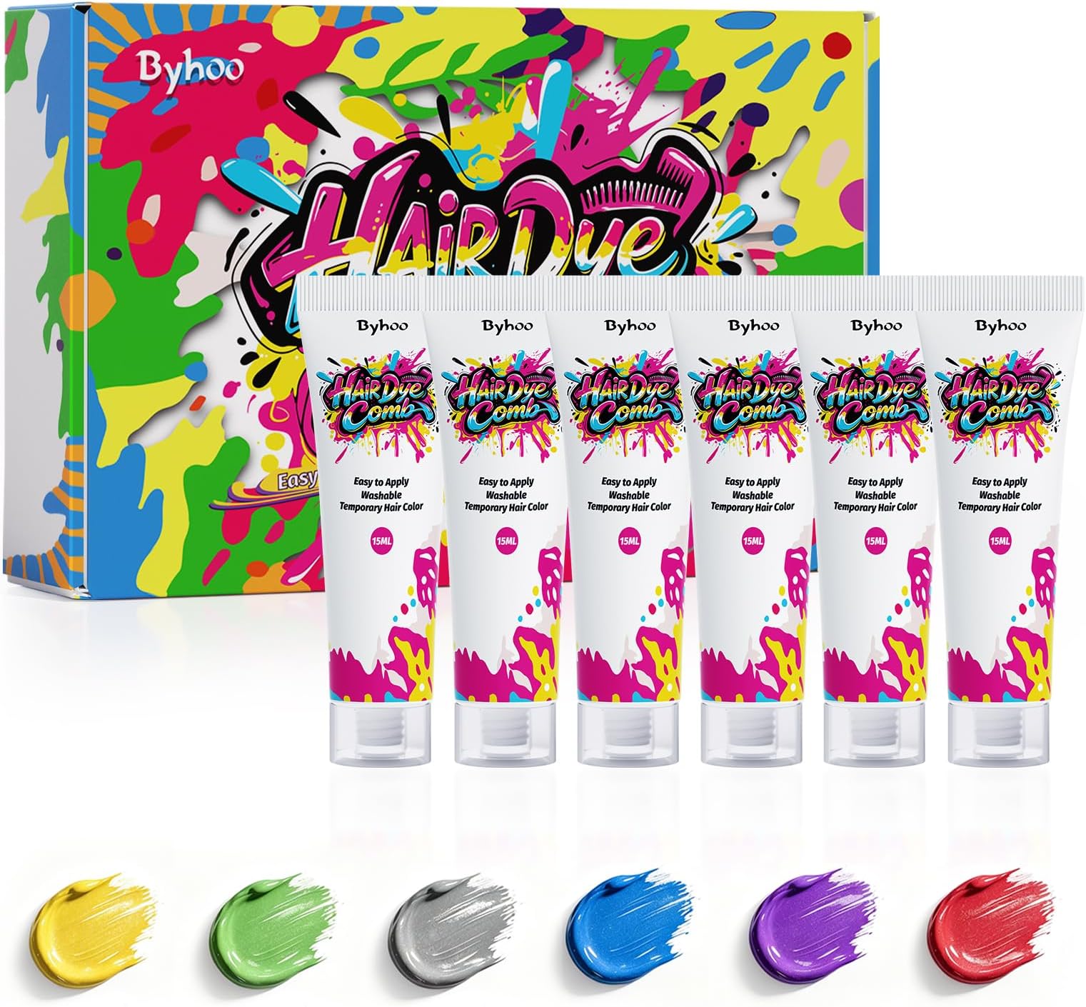 Byhoo Temporary Hair Dye 6PCS for Dark Hair