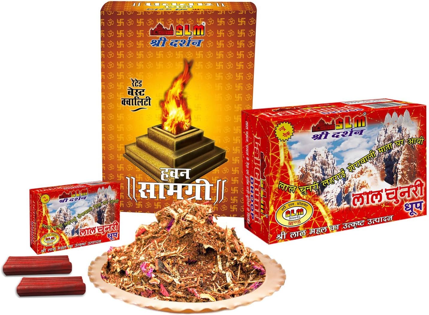 SLM HAVAN SAMAGRI 1 Kg with LAL CHUNRI DHOOP (Big) Combo Pack