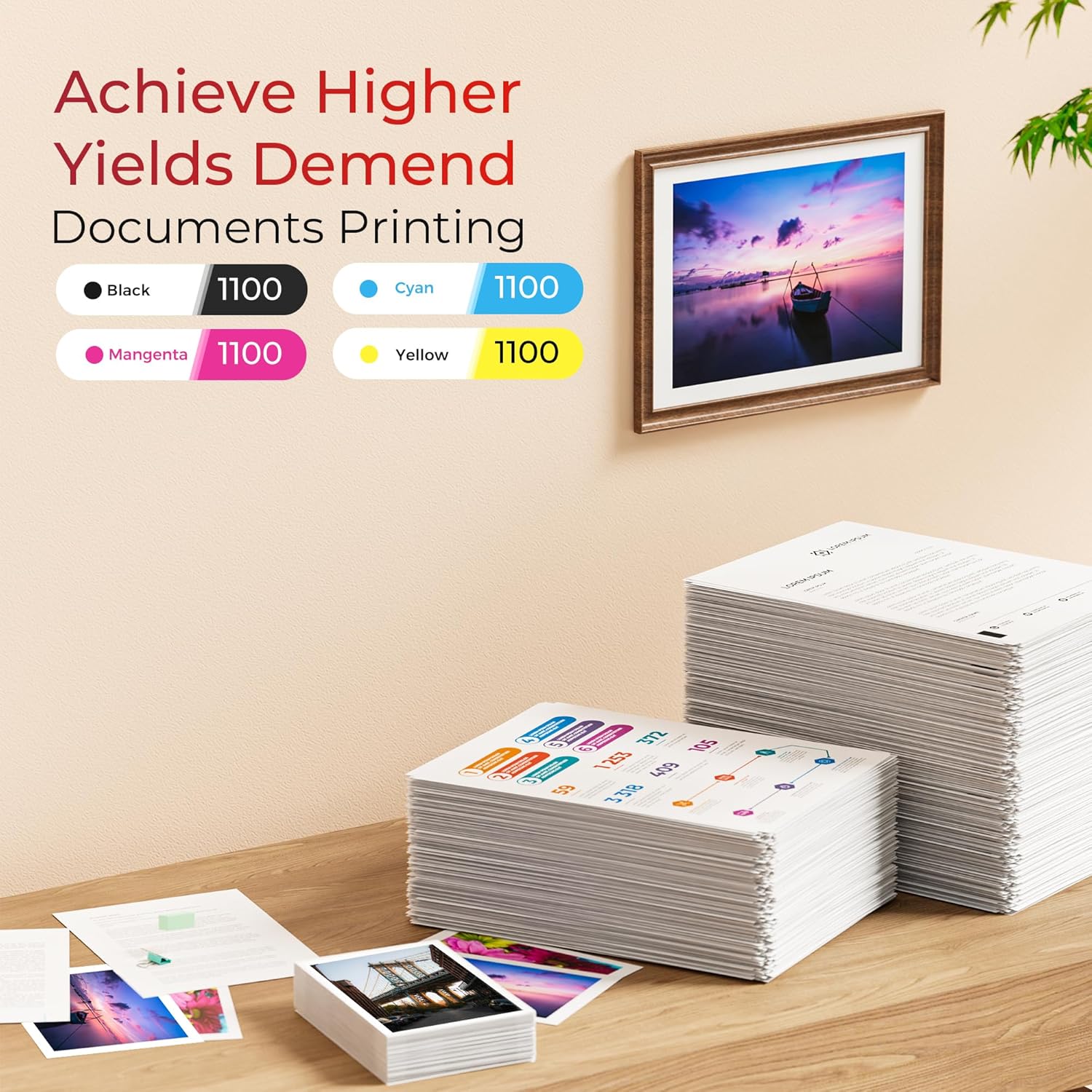 ejet for 252XL Ink Cartridges Combo Pack 10 Pack Remanufactured for EPSON 252 Ink Cartridges for Epson Workforce WF-7110 WF-7720 WF-7710 WF-3620 WF-3640 (4 Large Black, 2 Cyan, 2 Magenta, 2 Yellow)