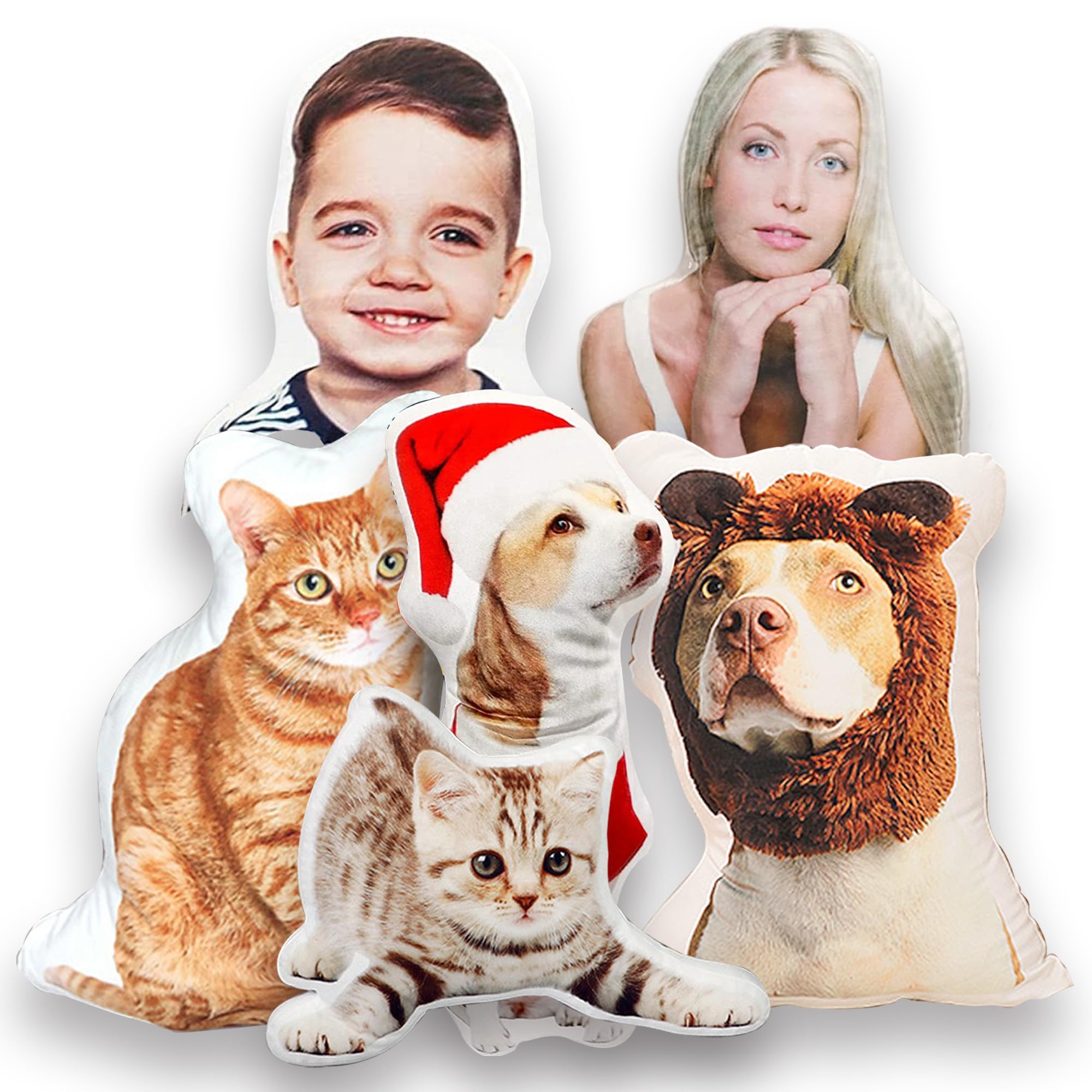 PSUNEY Personalised Pet Pillow with Photo Custom Cushions Dog Cat Picture Pet Pillow Face Body Shaped Double Side 3D Printing Customised Gifts for Birthday Christmas