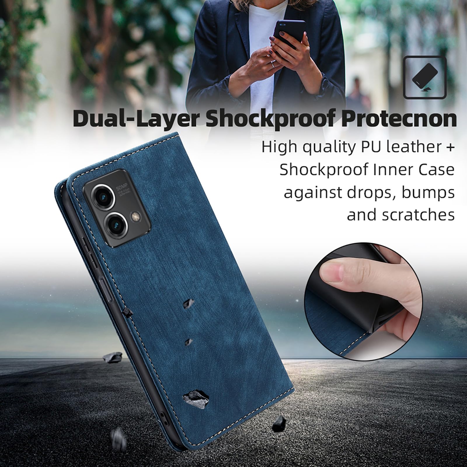 Custodia HFICY A Libretto In Similpelle Per Motorola Moto G Stylus 5G 2023 – Con Glitter E Porta Carte