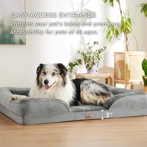 Miniatura 5 de Bedsure Cama ortopédica para perros extragrandes, sofá cama extragrande lavable para perros, sofá cama grande de espuma de apoyo para mascotas con